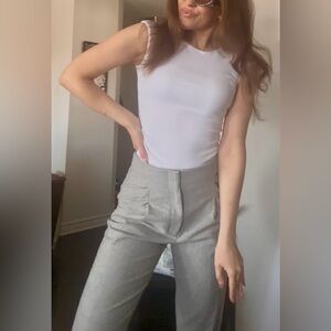 Zara White Cap-Sleeve Ribbed Tank Top